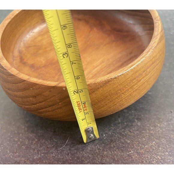 VTG Teak Wood Bowl 5.5” Handcrafted Round Thailand Mid Century Modern Decor - Picture 6 of 7